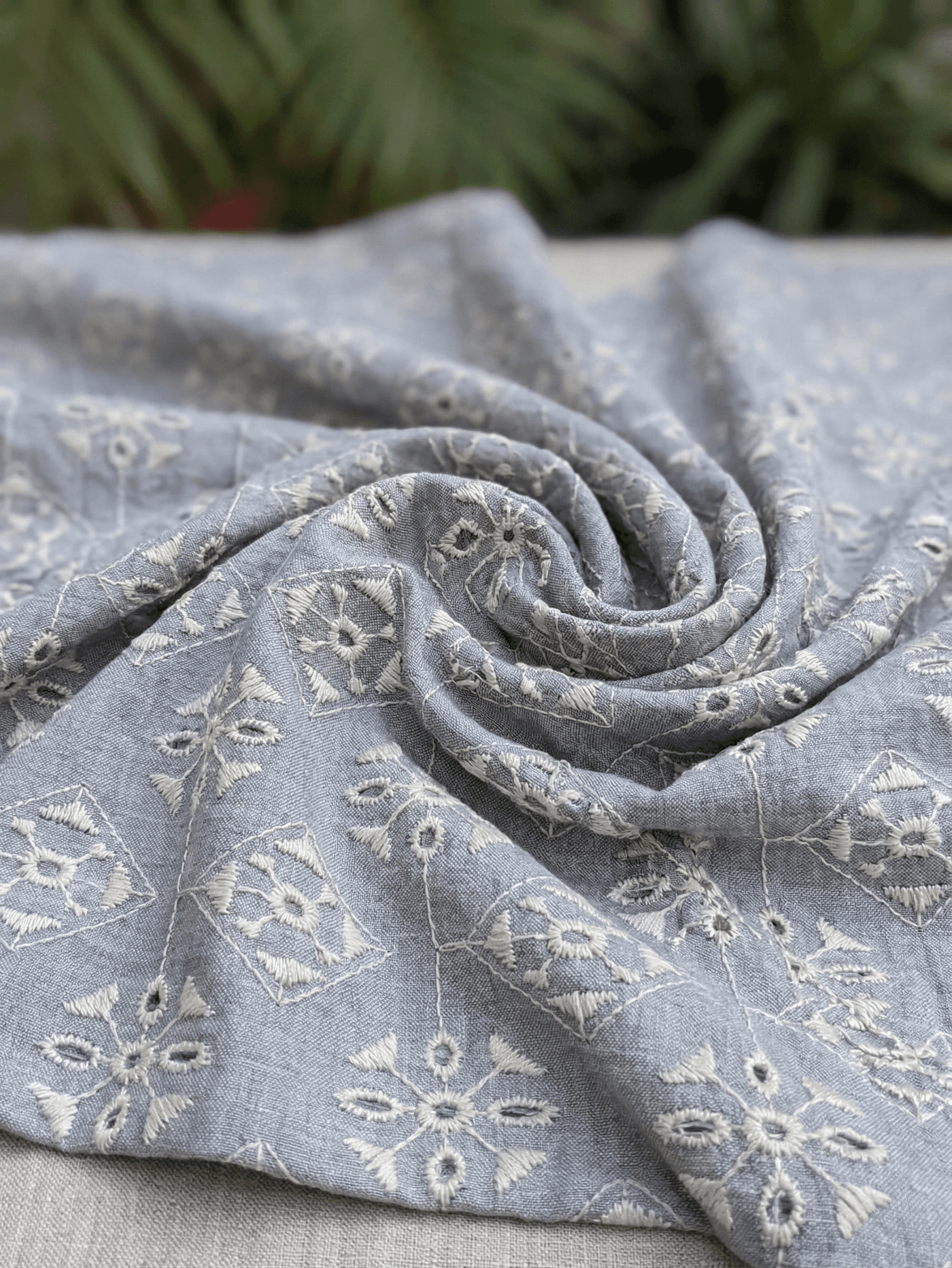 Gray Hand-Woven Chikankari